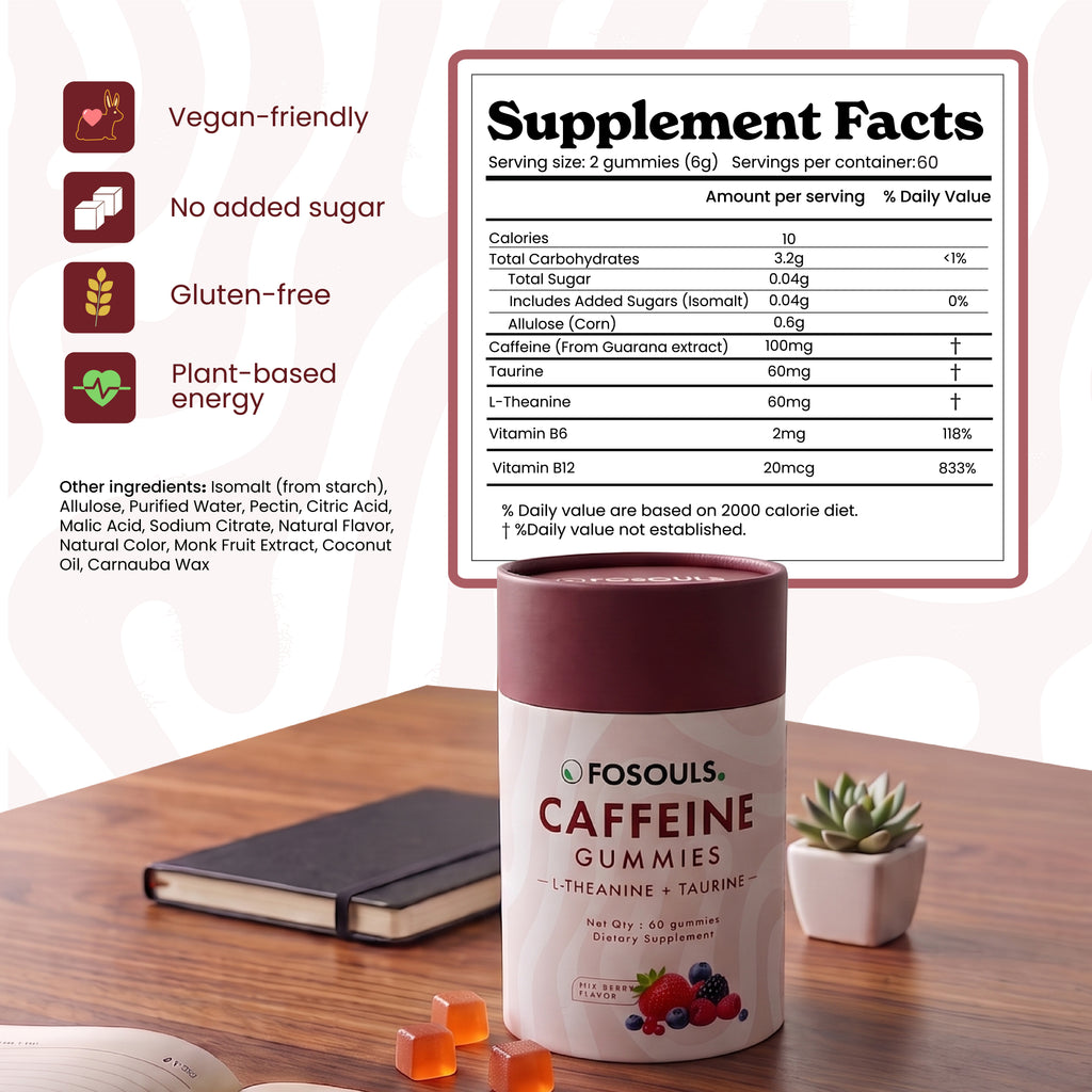 Caffeine Gummies | Mixed Berry | 60 Gummies