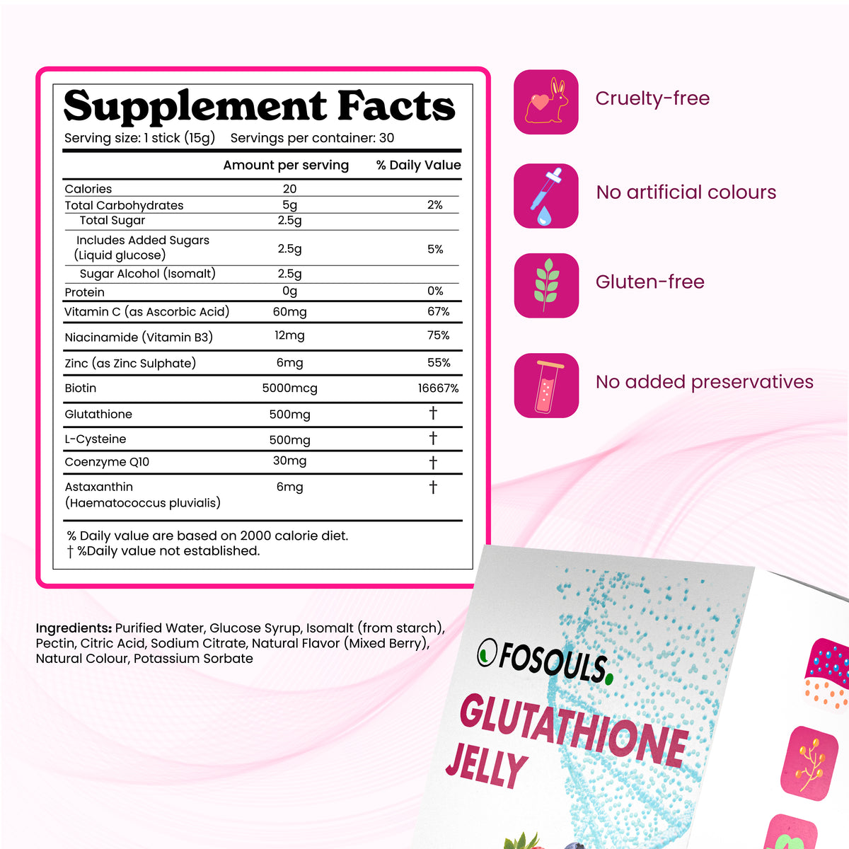 Glutathione Jelly | Mixed Berry | 30 Sticks