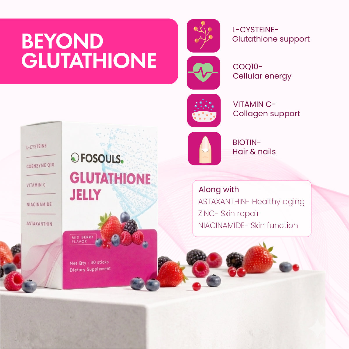 Glutathione Jelly | Mixed Berry | 30 Sticks