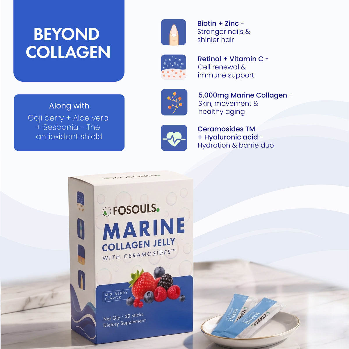 Marine Collagen Jelly | Mixed Berry | 30 sticks